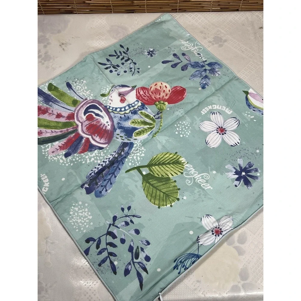 Bird Floral Throw Pillow Case 18x18 Colorful Flowers Decoration Pillow Cover